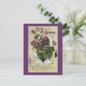 パンジー&アイビーヴィンテージ誕生日 ポストカード (スタンド正面)