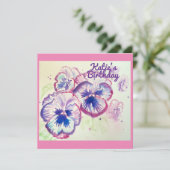 パンジー パンジー 紫の花 花 ピンク 招待状 (スタンド正面)