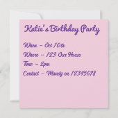 パンジー パンジー 紫の花 花 ピンク 招待状 (裏面)