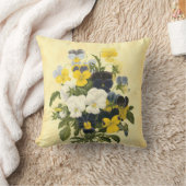 パンジー&ヴィオレットヴィンテージアート クッション (ブランケット)