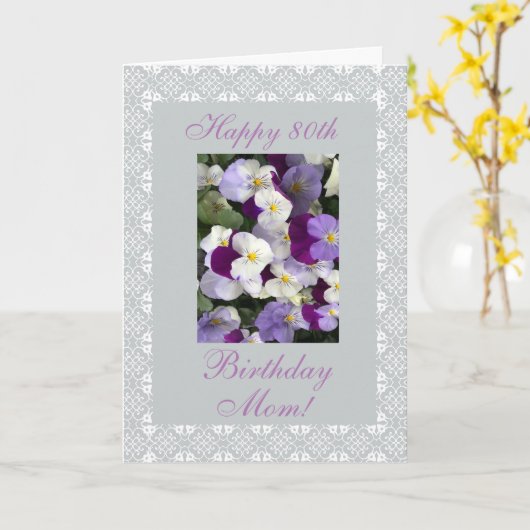 パンジー-母の第80誕生日 カード (黄色い花)