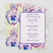 パンジー 水彩 花 フラワーの結婚式の招待状 招待状 (正面/裏面)