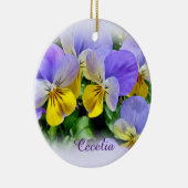 パンジー – 紫と黄 セラミックオーナメント (右)
