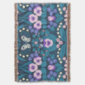 パンジー、鳥と蝶 スローブランケット (正面縦)