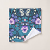 パンジー、鳥と蝶 バスタオルセット (ウォッシュタオル)