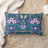 パンジー、鳥と蝶 ランバークッション (ブランケット)