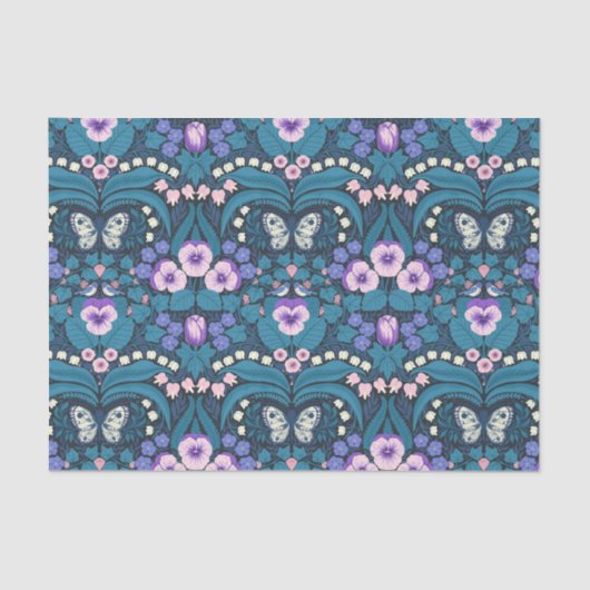 パンジー、鳥と蝶 薄葉紙 (正面)