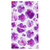 パンジーviola紫のホワイトウォーターカラーアート抱き枕 スモールペーパーバッグ (裏面)