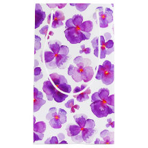 パンジーviola紫のホワイトウォーターカラーアート抱き枕