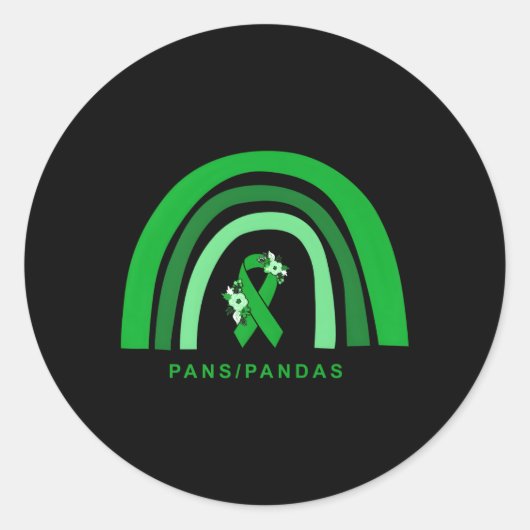 パンスパンダ認識度フローラグリーンリボンレインボーP ラウンドシール (正面)
