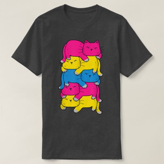 パンセアルかわいい猫パイルLGBTプライド月  Tシャツ (デザイン正面)