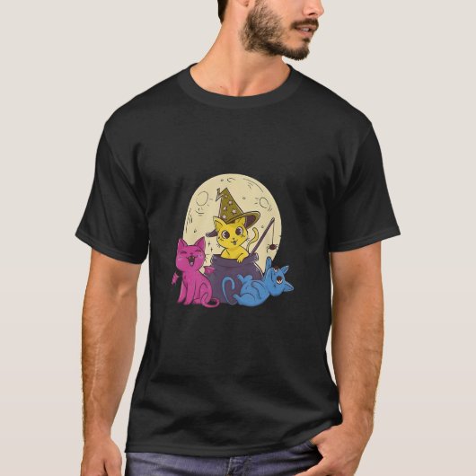 パンセクシャルハロウィーンキャットコスチューム子猫LGBT P Tシャツ (正面)