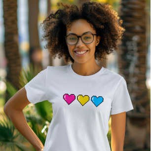 パンセクシャルフラグピクセルハート Tシャツ