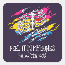 パンセクシャルフラッグのスケルトンの背景 スクエアシール