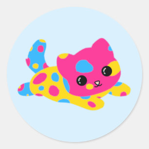 パンセクシャルプライド猫ステッカー ラウンドシール