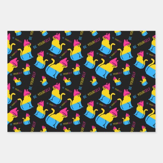 パンセクシャルプライド猫 – 自分らしく ラッピングペーパーシート (正面)