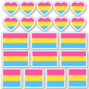 パンセクシャル国旗とプライドシール/ハート シール