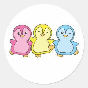 パンセクシャル国旗のプライドLgbtqかわいいペンギンクラシックのRo ラウンドシール