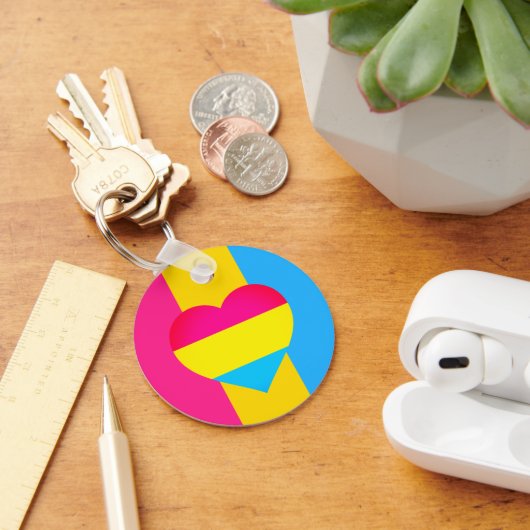 パンセクシャル国旗、ハート&プライドコミュニティ/性別 キーホルダー (デスク)