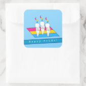 パンセクシャル旗と共に誇り高く歩む猫たち スクエアシール (バッグ)