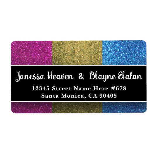 パンセクシャル・ゲイ・プライド・フラッグ・カラーズ・グリッター・スパークル ラベル (正面)