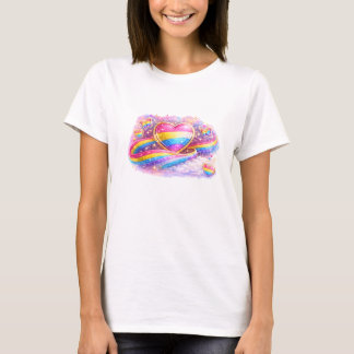 パンセクシャル プライド ハート ギャラクシー Tシャツ