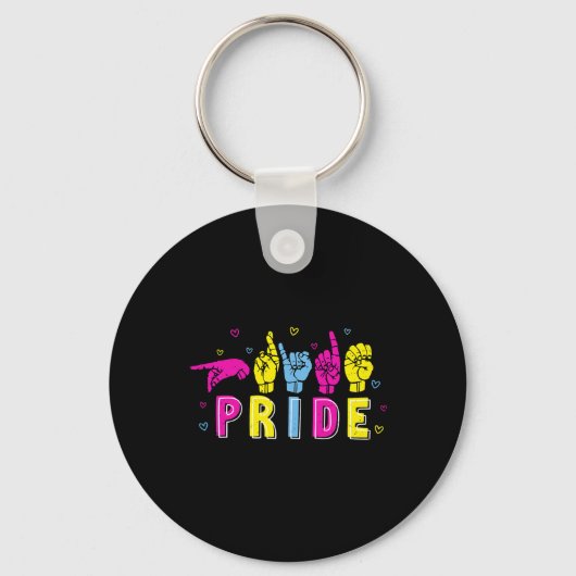 パンセクシャルASLプライドパンレインボーサイン言語ろう者 キーホルダー (正面)