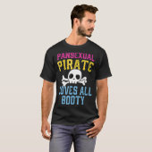 パンセクシャルPIrate愛すべてのブーティLGBTプライドスカル Tシャツ (正面フル)