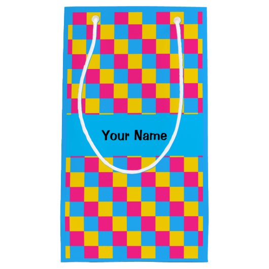 パンセクシュアリティカラー市松模様にパターン抱き枕 スモールペーパーバッグ (正面)