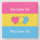 パンセクシュアリティプライドフラグと文字石コースター ストーンコースター (正面)