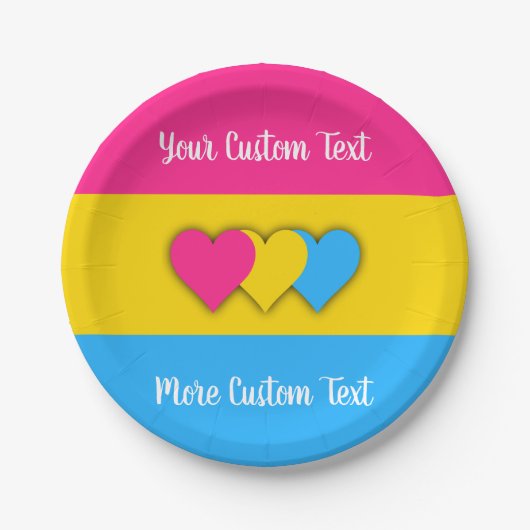 パンセクシュアリティプライドフラグと文字紙プレート ペーパープレート (正面)