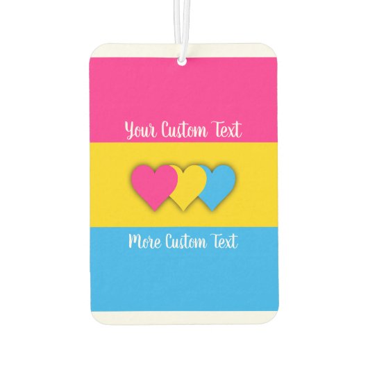 パンセクシュアリティプライド国旗と文字 カーエアーフレッシュナー (裏面)