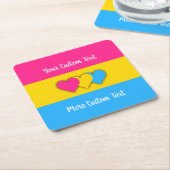 パンセクシュアリティプライド国旗と文字 スクエアペーパーコースター (アングル)