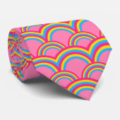 パンセクシュアリティプライド国旗/ピンク色のレインボーパターン ネクタイ (ロール)