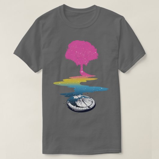 パンセクシュアルツリーLGBTプライド国旗 Tシャツ (デザイン正面)