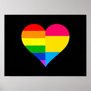 パンセクシュアルプライドLGBTハートレズビアンゲイカップル ポスター