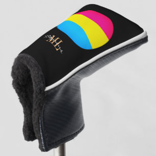 パンセクシュアル国旗とプライドモノグラムのゴルフ/LGBT  ゴルフヘッドカバー