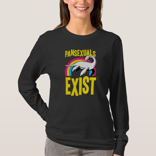 パンセクシュアル存在するLoch Ness Monster Nessie Pan Prid Tシャツ (正面)