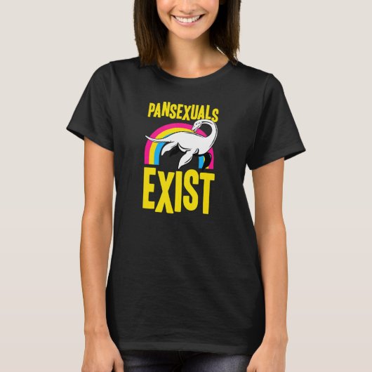 パンセクシュアル存在するLoch Ness Monster Nessie Pan Prid Tシャツ (正面)