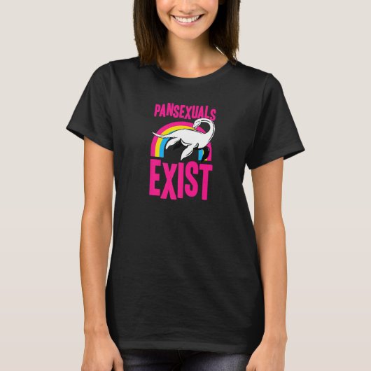 パンセクシュアル存在するLoch Ness Monster Nessie Pan Prid Tシャツ (正面)