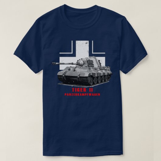 パンゼルカンファワーゲンタイガーII軍隊タンク第2次世界大戦 Tシャツ (デザイン正面)
