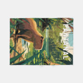 パンタナルブラジルカピバラ旅行アートヴィンテージ フリースブランケット (正面(横))