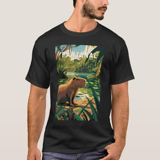 パンタナルブラジルカピバラ旅行アートヴィンテージ Tシャツ (正面)