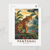 パンタナルブラジルジャガートラベルアートヴィンテージ ポストカード (正面/裏面)