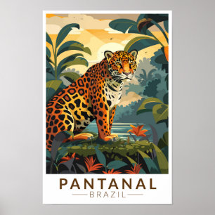 パンタナル ブラジル ジャガー 旅行 アート ヴィンテージ ポスター