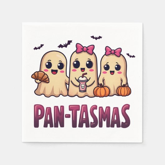 パンタマスおもしろい幽霊グルーヴィレトロハロウィーン スタンダードカクテルナプキン (正面)