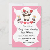 パンダおもしろいをテーマにした赤ちゃんシャワーデザイン 招待状 (正面)