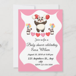 パンダおもしろいをテーマにした赤ちゃんシャワーデザイン 招待状