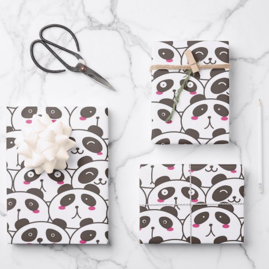 パンダおもしろいベアドードル ラッピングペーパーシート (正面)