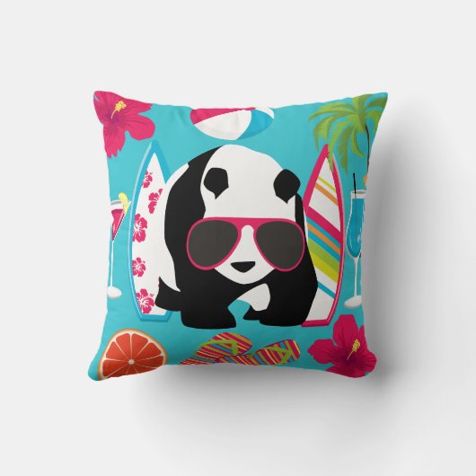 パンダおもしろいベアビーチバムクールサングラスサーフィン クッション (裏面)
